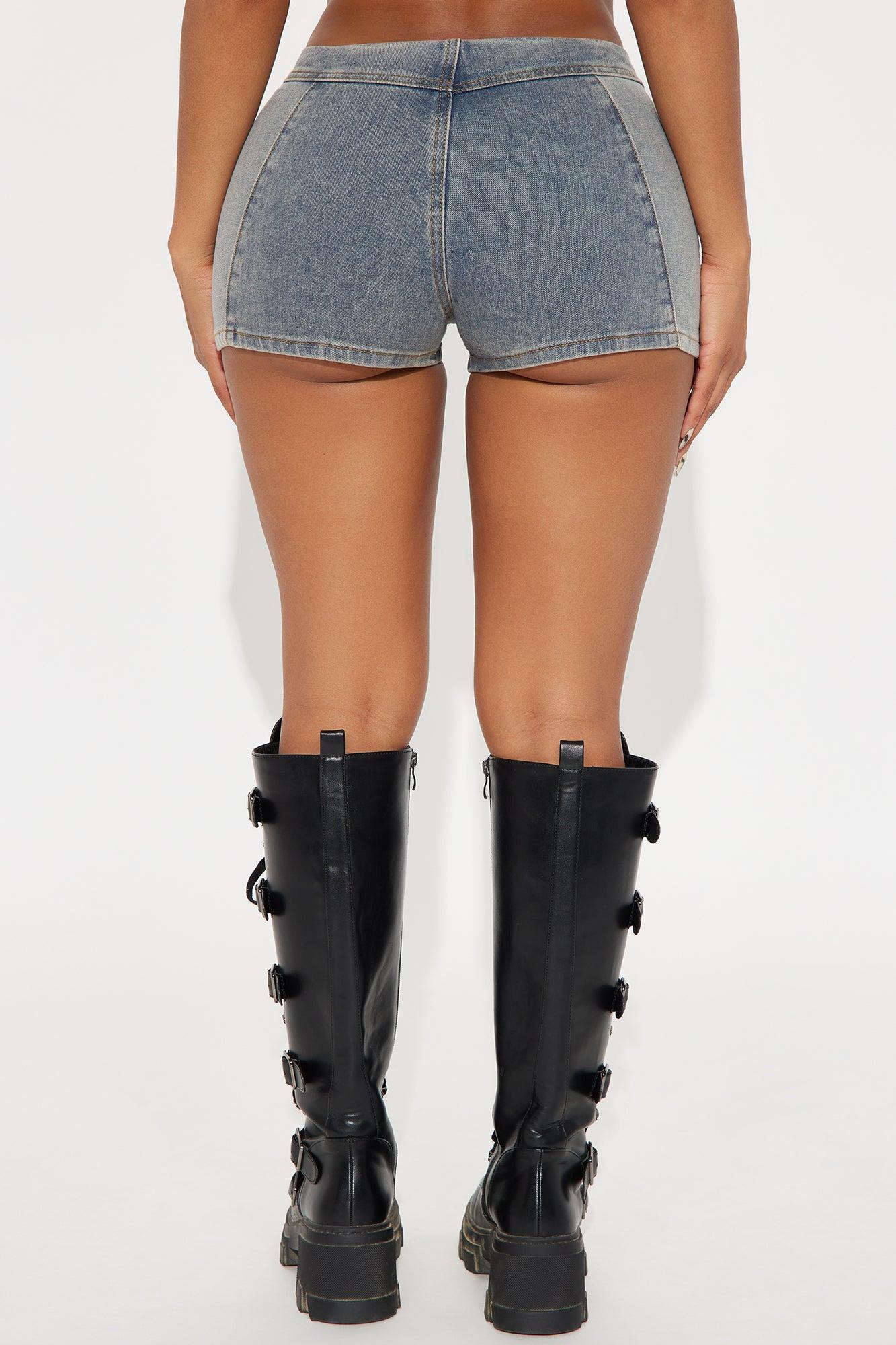 Crashed Out Stretch Denim Shorts - Vintage Wash Product Image