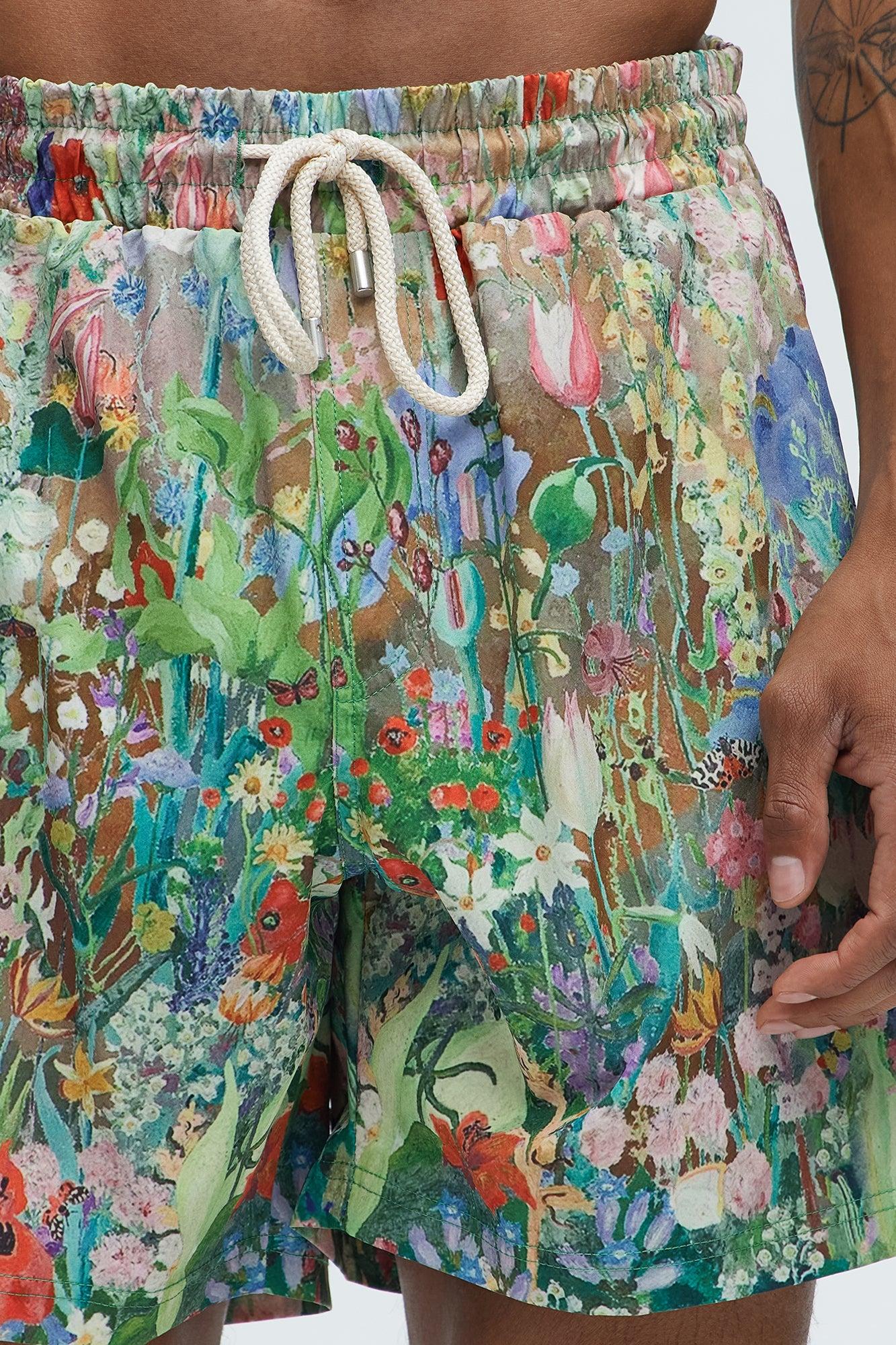 Watercolor Garden Swim Mid Trunk - Multi Color Product Image