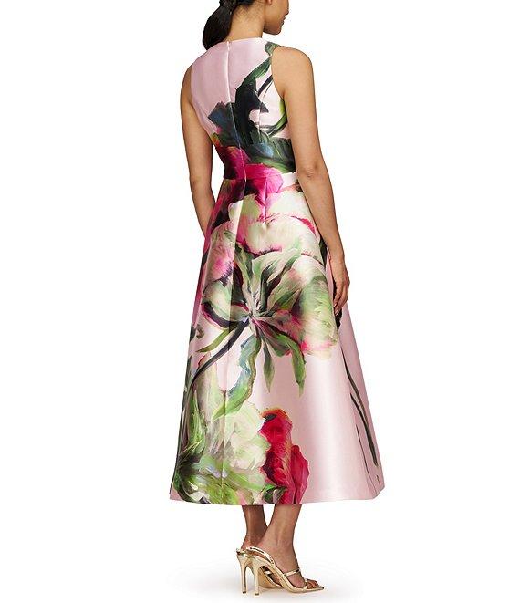 Kay Unger Vneck Sleeveless Floral Placement Print Fit & Flare Midi Dress Product Image