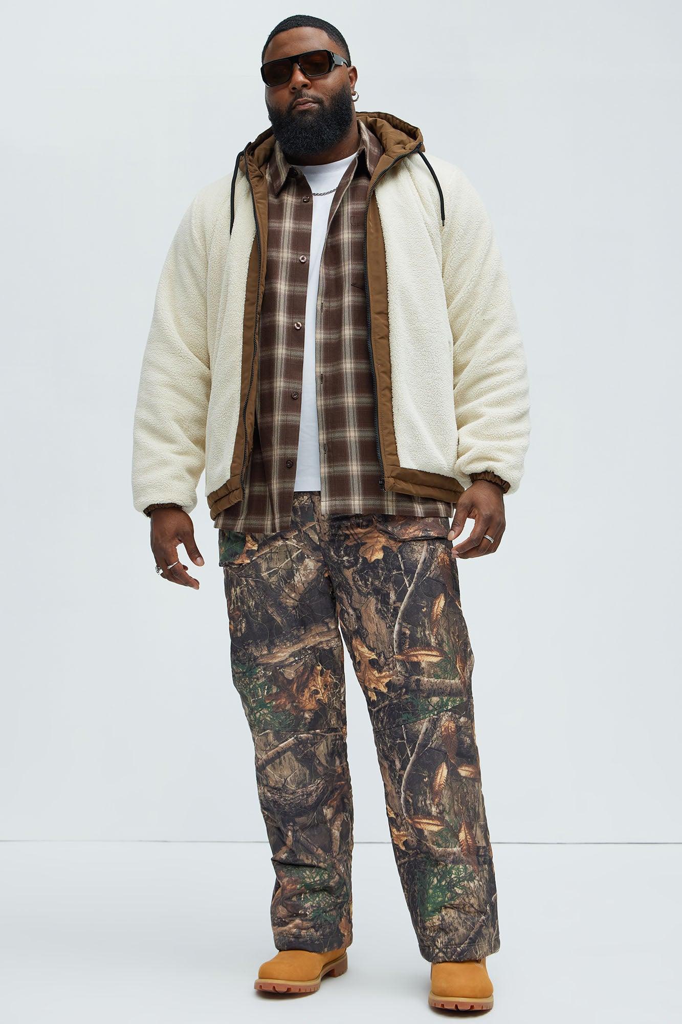 Theodore Midweight Teddybear Sherpa Jacket - Beige/Brown Product Image