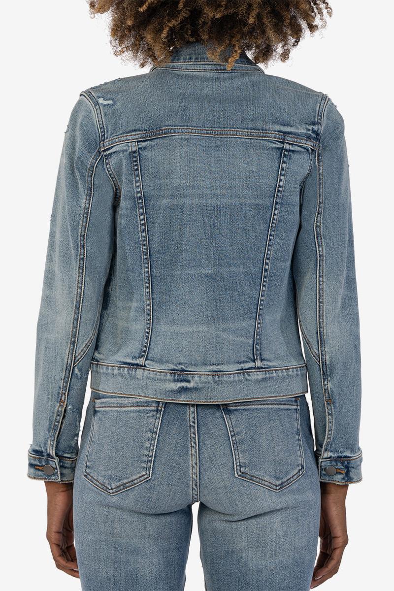 Ada Crop Denim Jacket - Peasant W/ Medium Base Wash Product Image