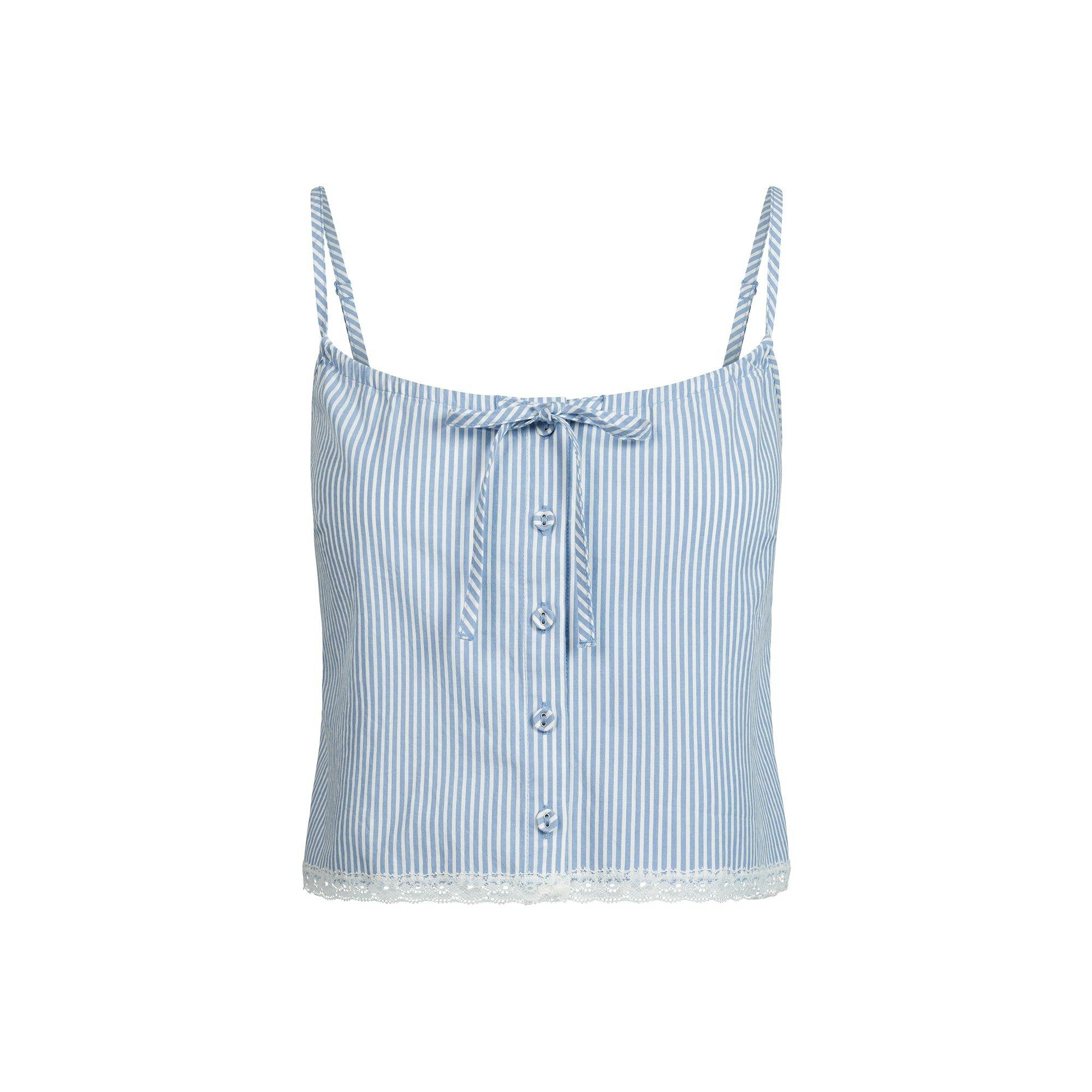 COTTON POPLIN SLEEP CAMI | CADET STRIPE Product Image