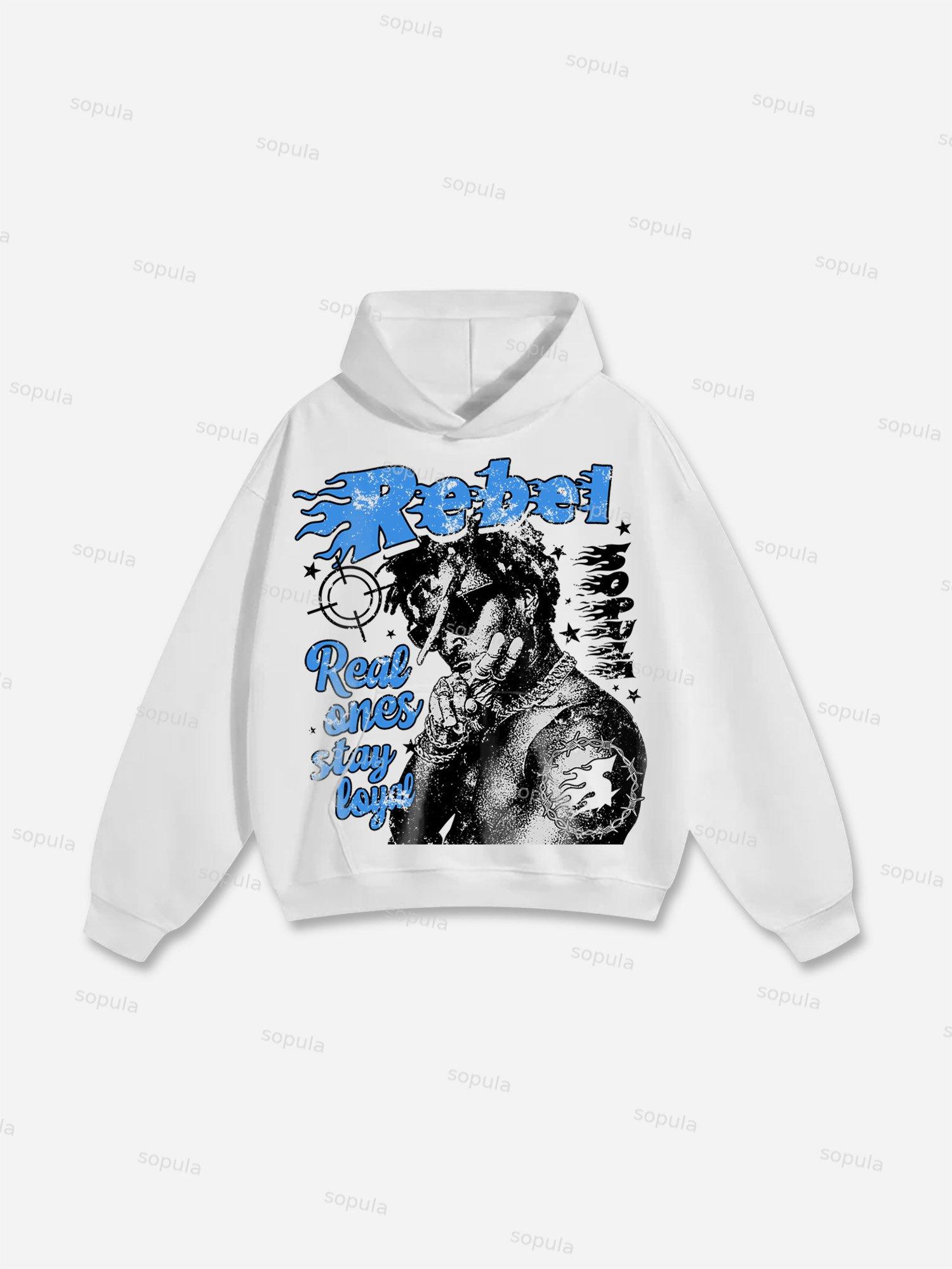 Rebel Street Portrait Graphic Cotton Hoodie Product Image