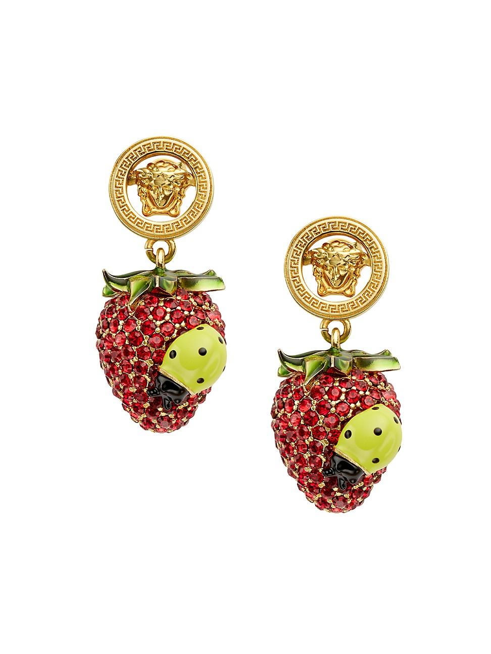Womens Goldtone, Crystal & Enamel Strawberry Drop Earrings Product Image
