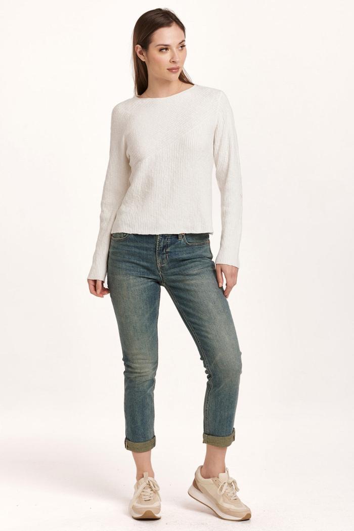 Giovanna Crew Neck Long Sleeve Top Ivory Product Image