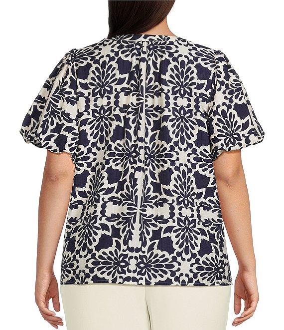 Skies Are Blue Plus Size Bubble Short Sleeve Blouse Product Image