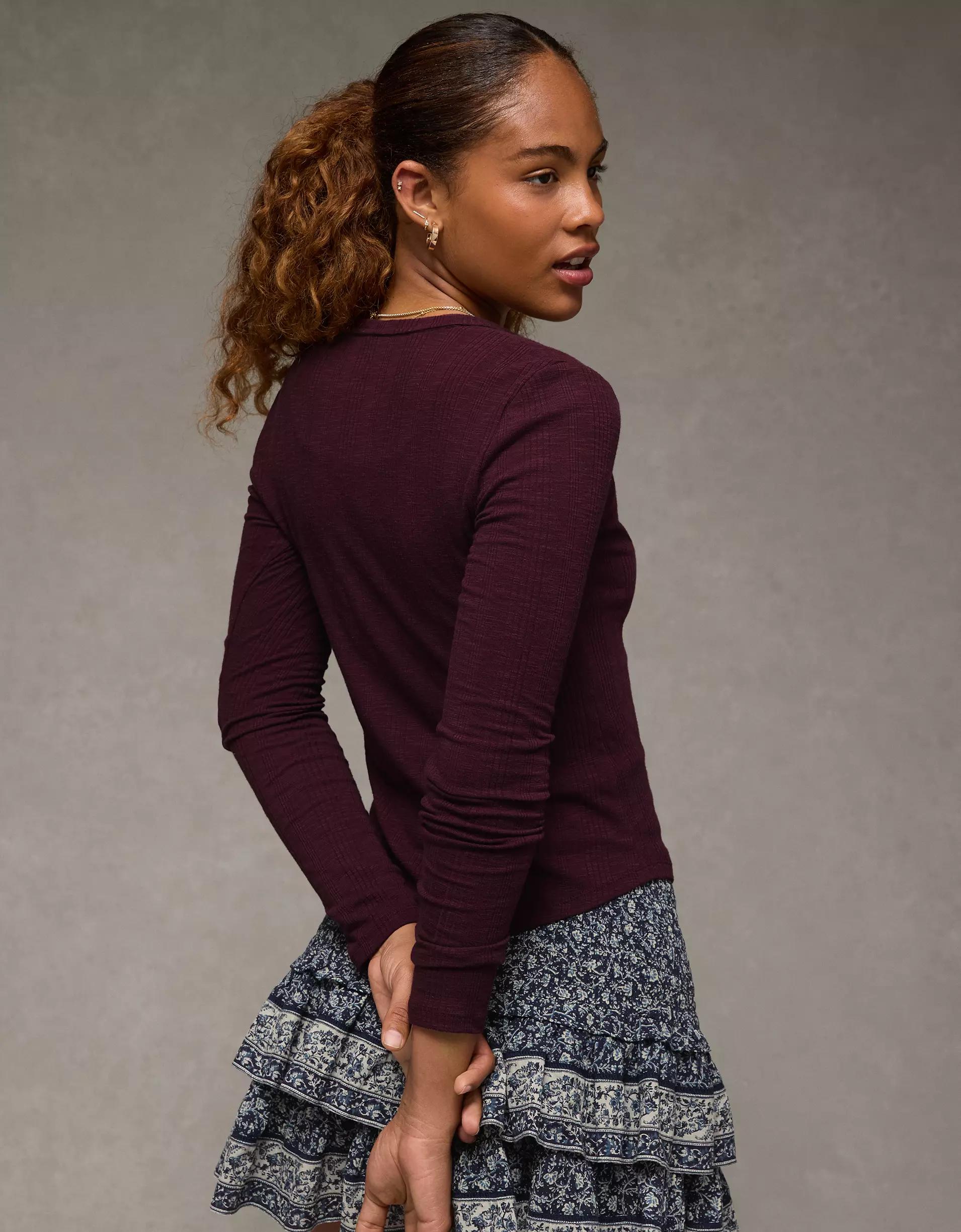 AE Long Sleeve Henley T-Shirt Product Image