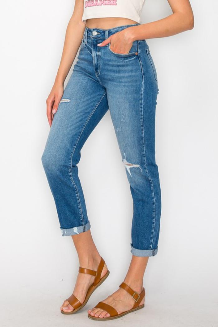 High Rise Tapered Leg Jeans Product Image