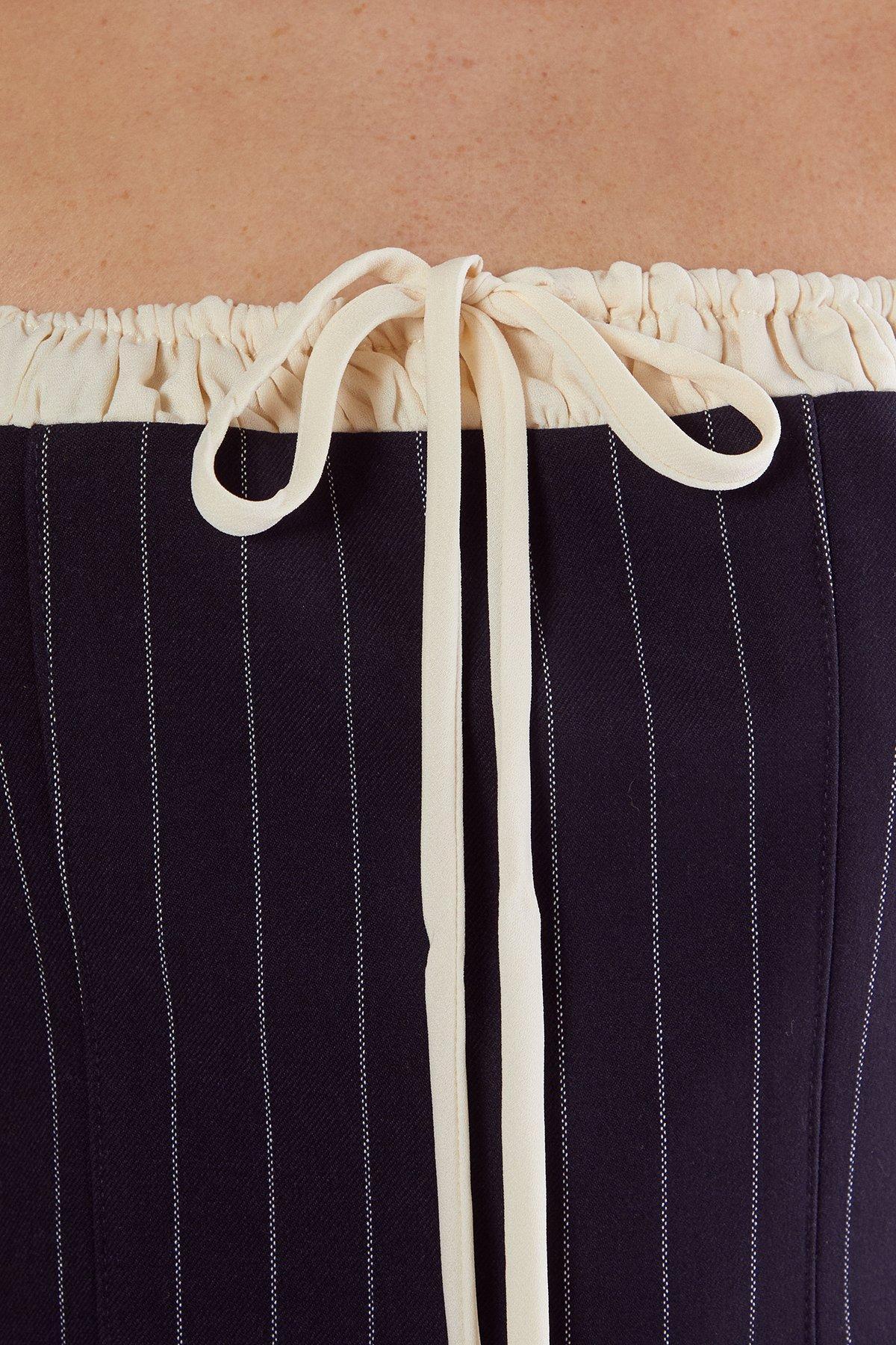Pinstripe Contrast Bust Tailored Corset Top Product Image