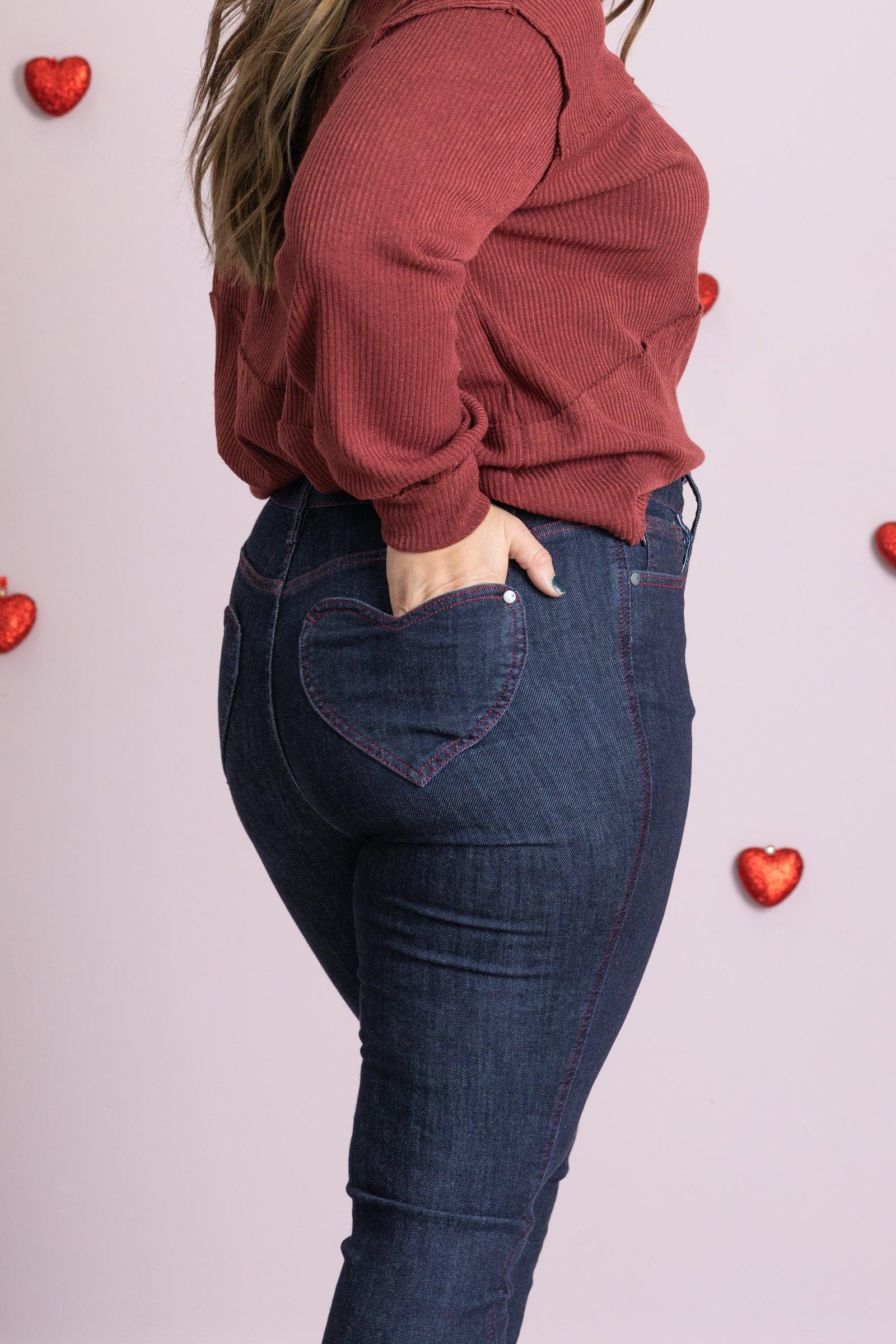 Judy Blue Heart Back Pockets Skinny Jean Product Image