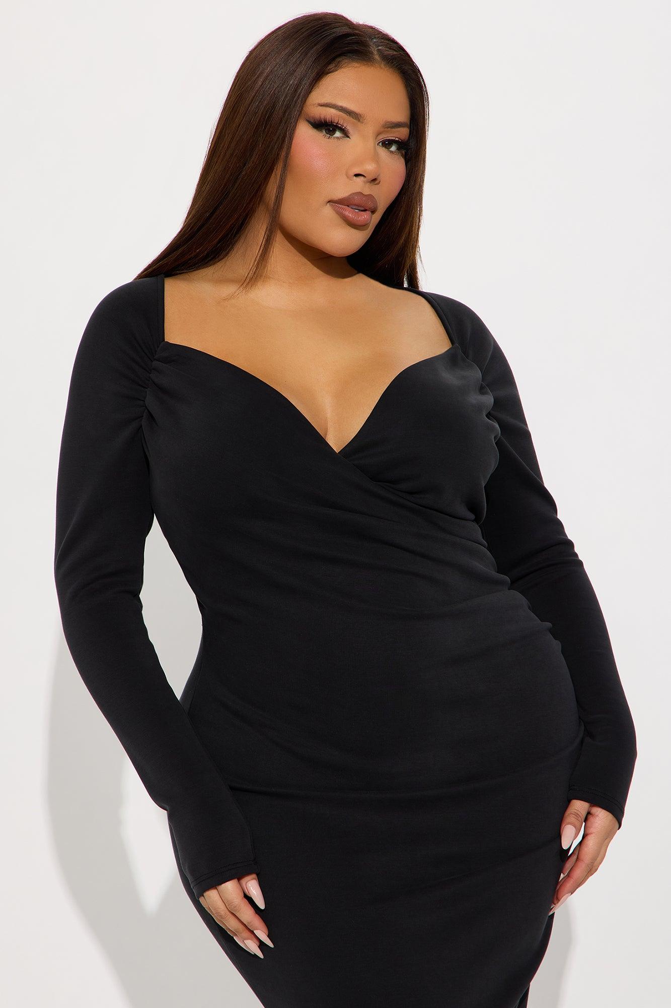 Jemma Ruched Midi Dress - Black Product Image