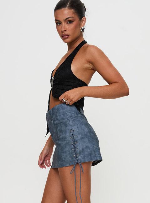 Ceejay Faux Leather Mini Skirt Slate Product Image
