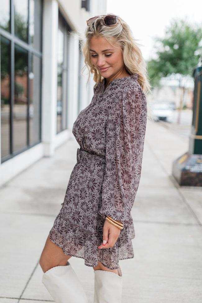 Love You True Brown Floral Print Collared Dress FINAL SALE Product Image
