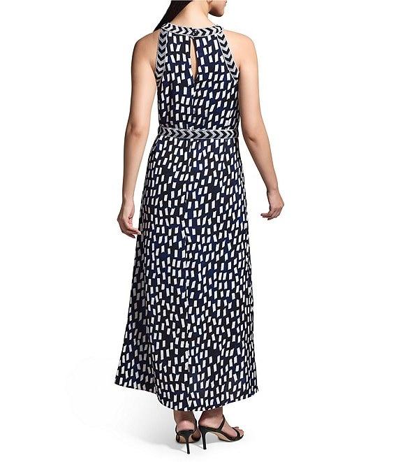 NIC + ZOE Embellished Starry Sky Becca Round Neck Sleeveless Fit-And-Flare Midi Dress Product Image