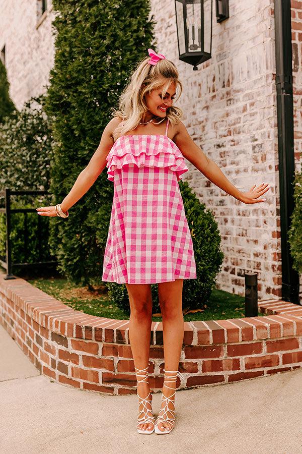 Alfresco Allure Gingham Mini Dress in Pink Product Image