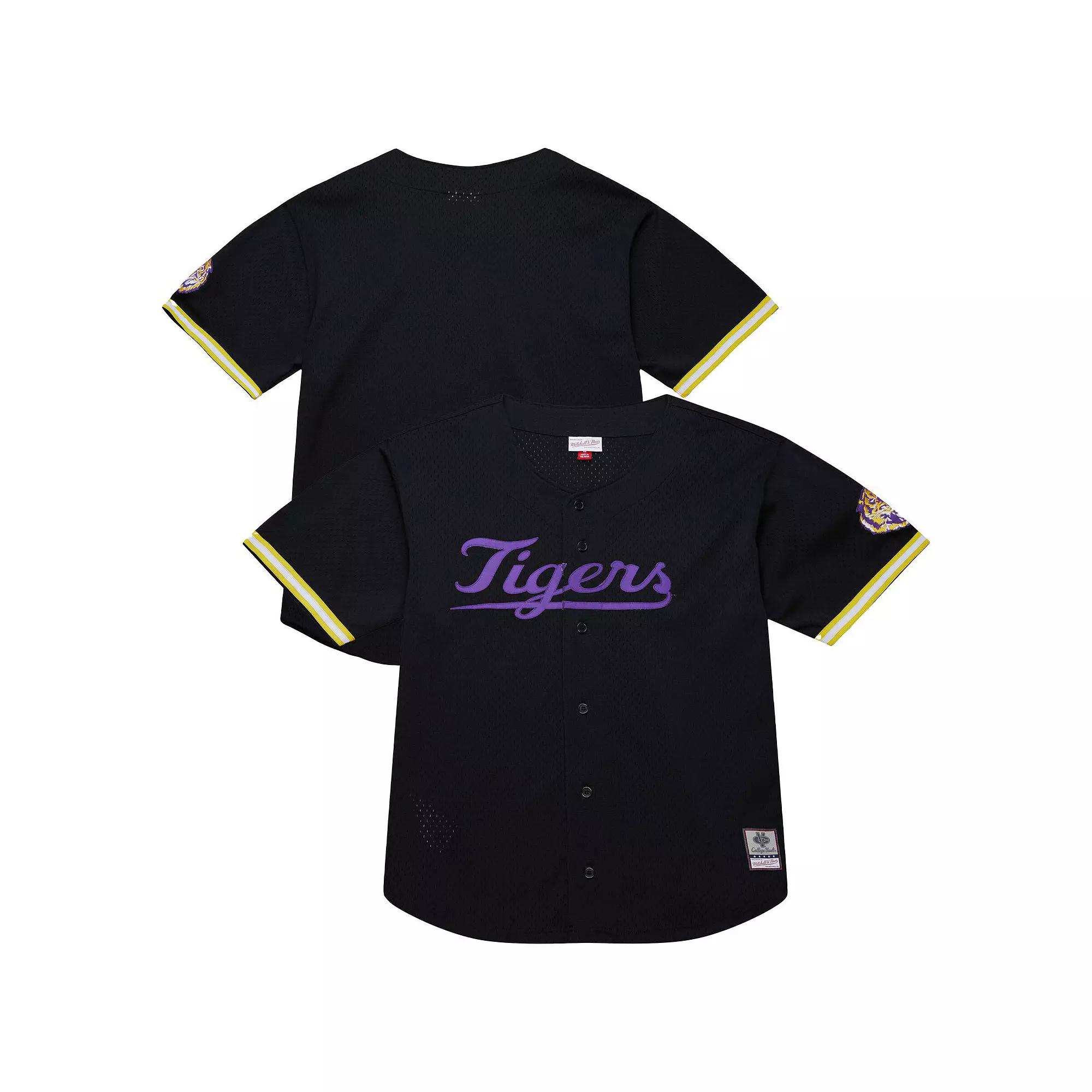 Men's Mitchell & Ness Black LSU Tigers On The Clock Full-Button Fashion Jersey,  Product Image
