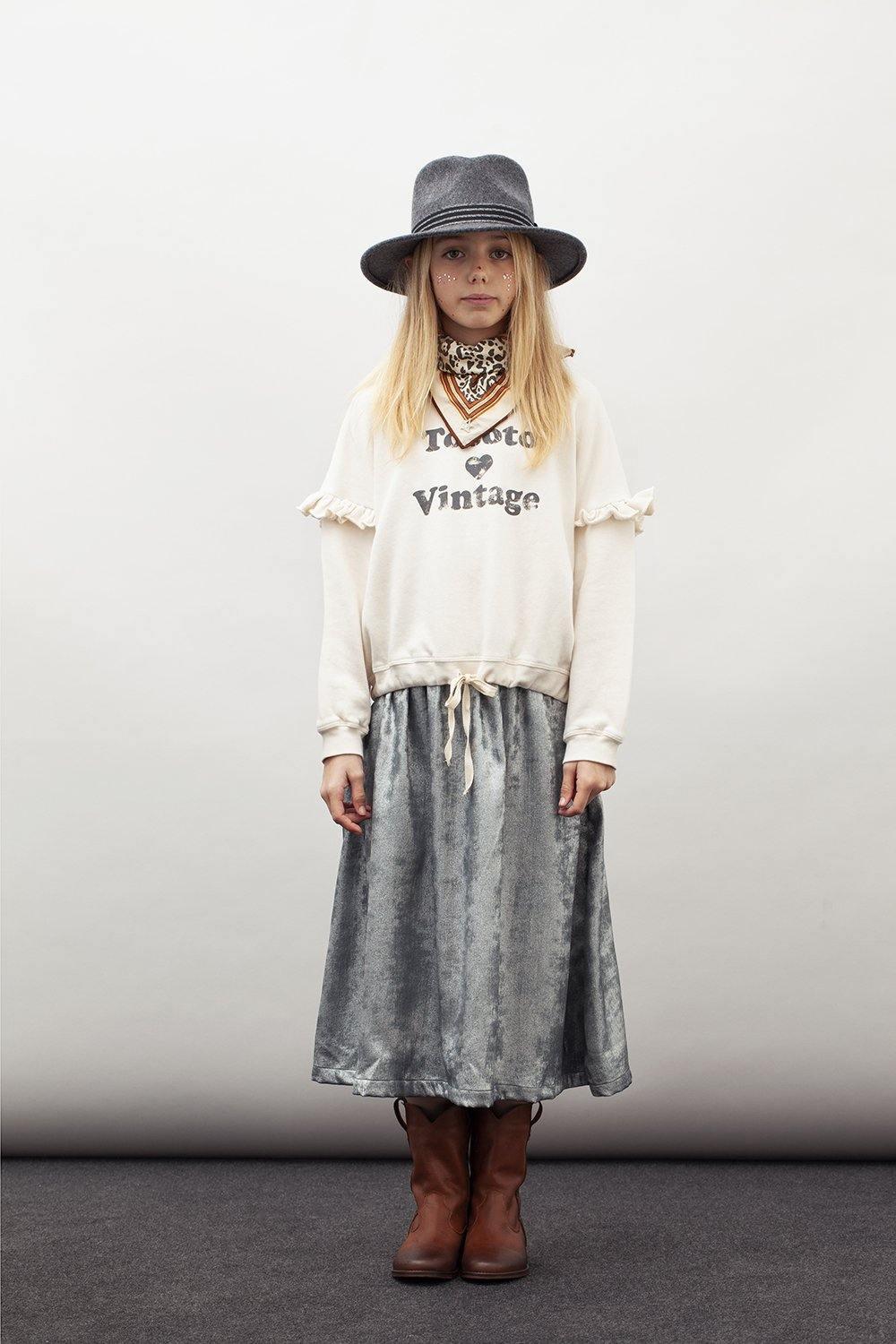 Tocoto Vintage Metallic Midi Skirt Product Image