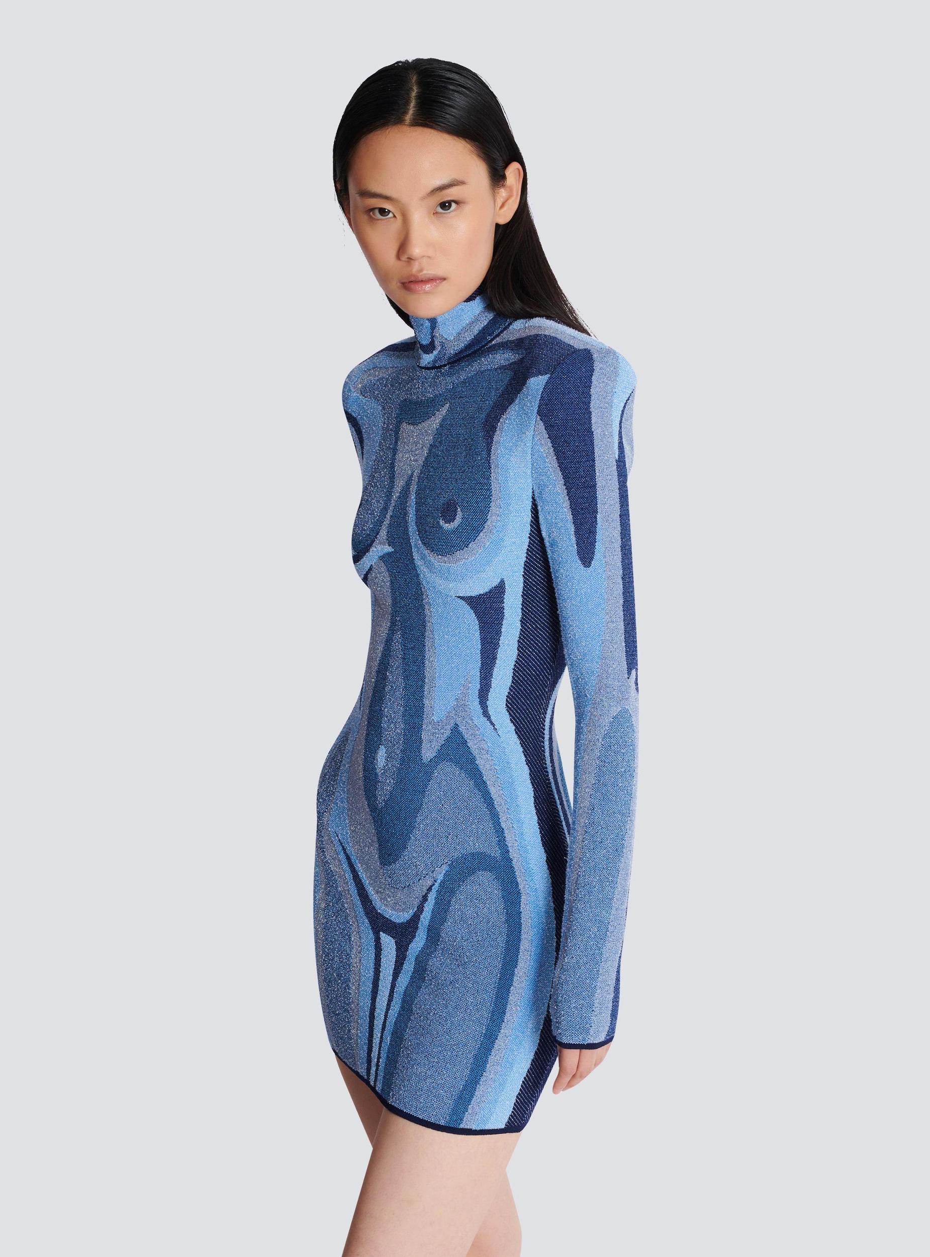 Jacquard knit dress with body motif Product Image