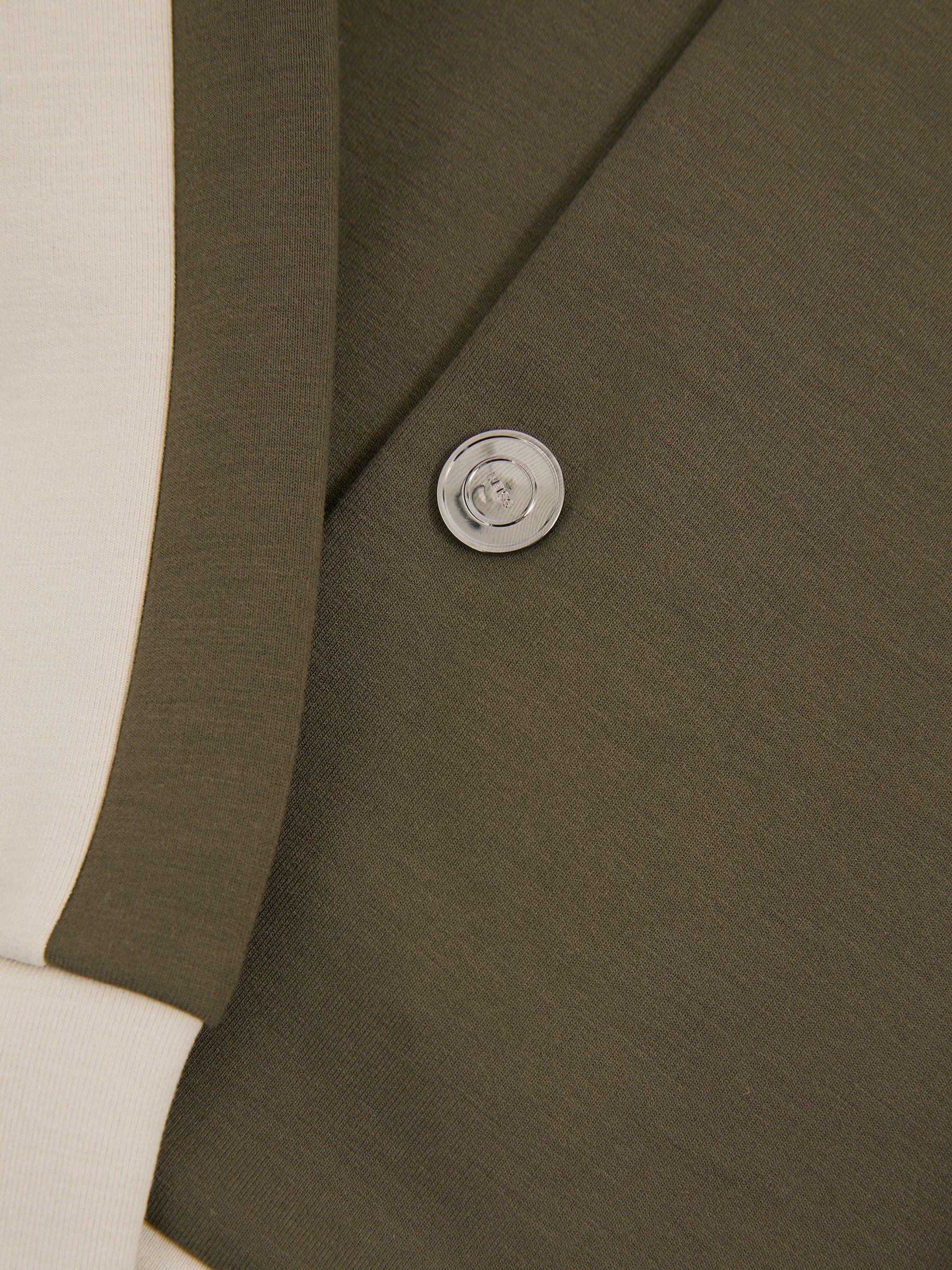 Colourblock Jersey Varsity Jacket in Sage Green/Off White Product Image