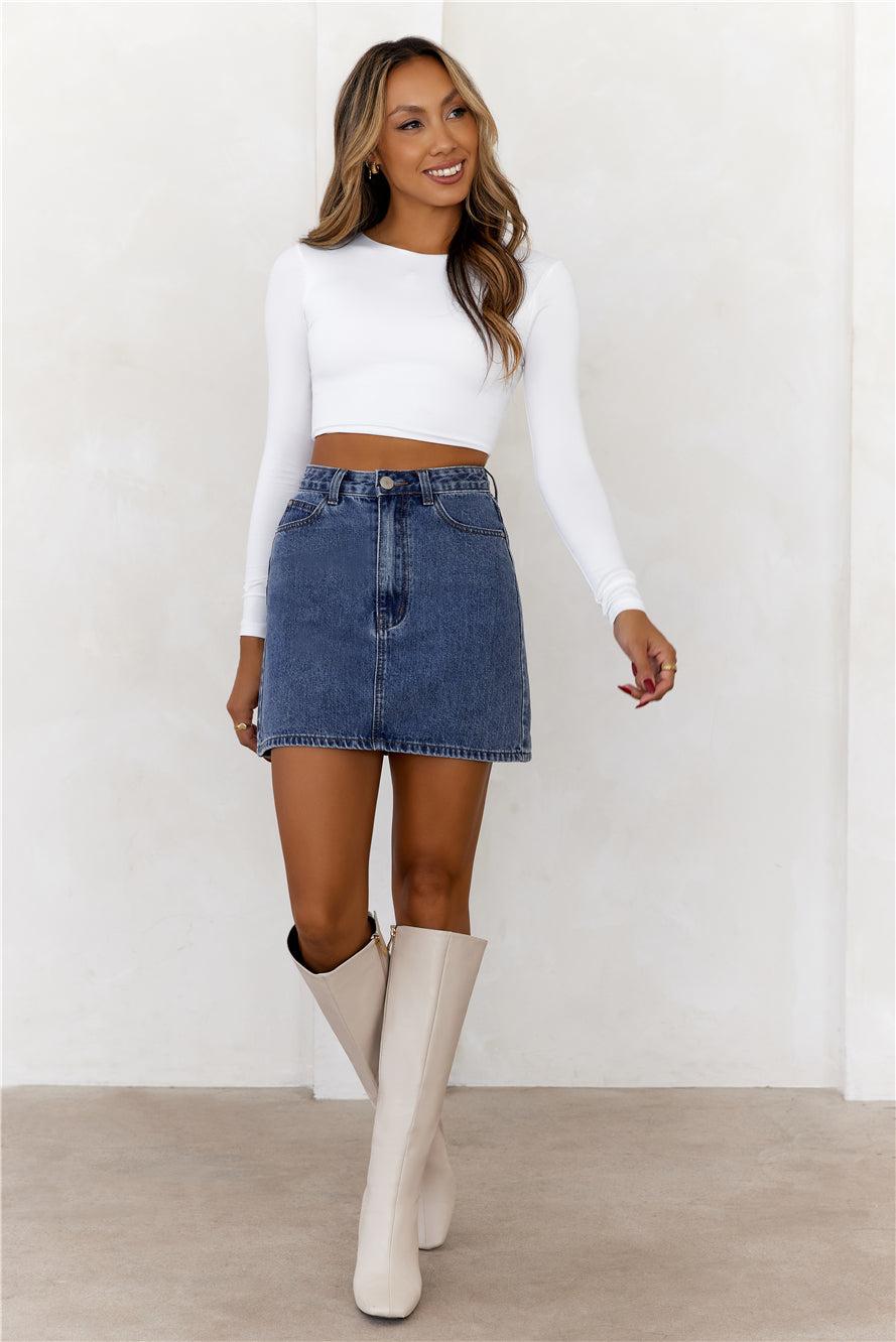 BASE Errands All Day Long Sleeve Crop Top White Product Image