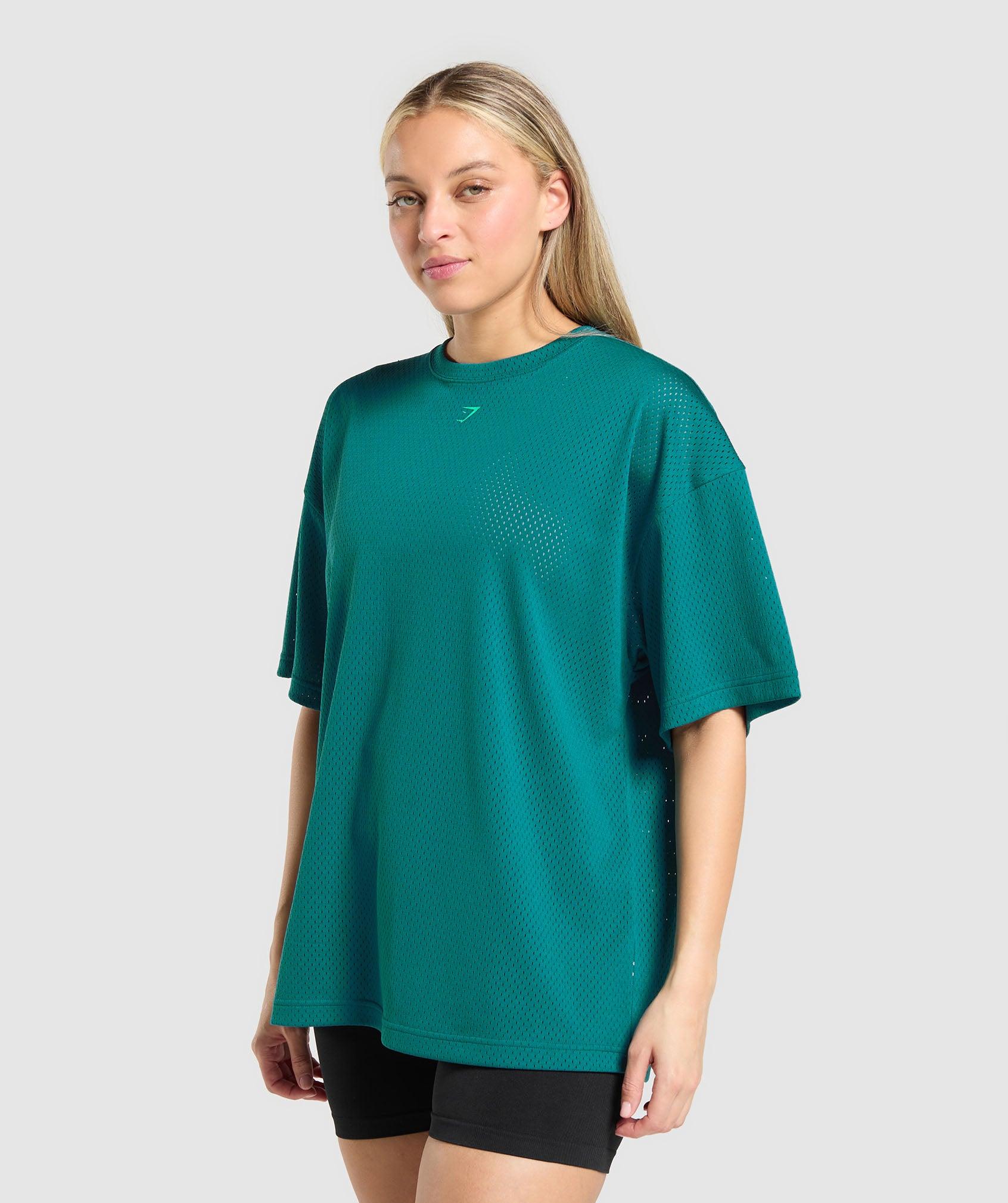 Gymshark Mesh Graphic Oversized T-Shirt - Functional Teal Female Product Image
