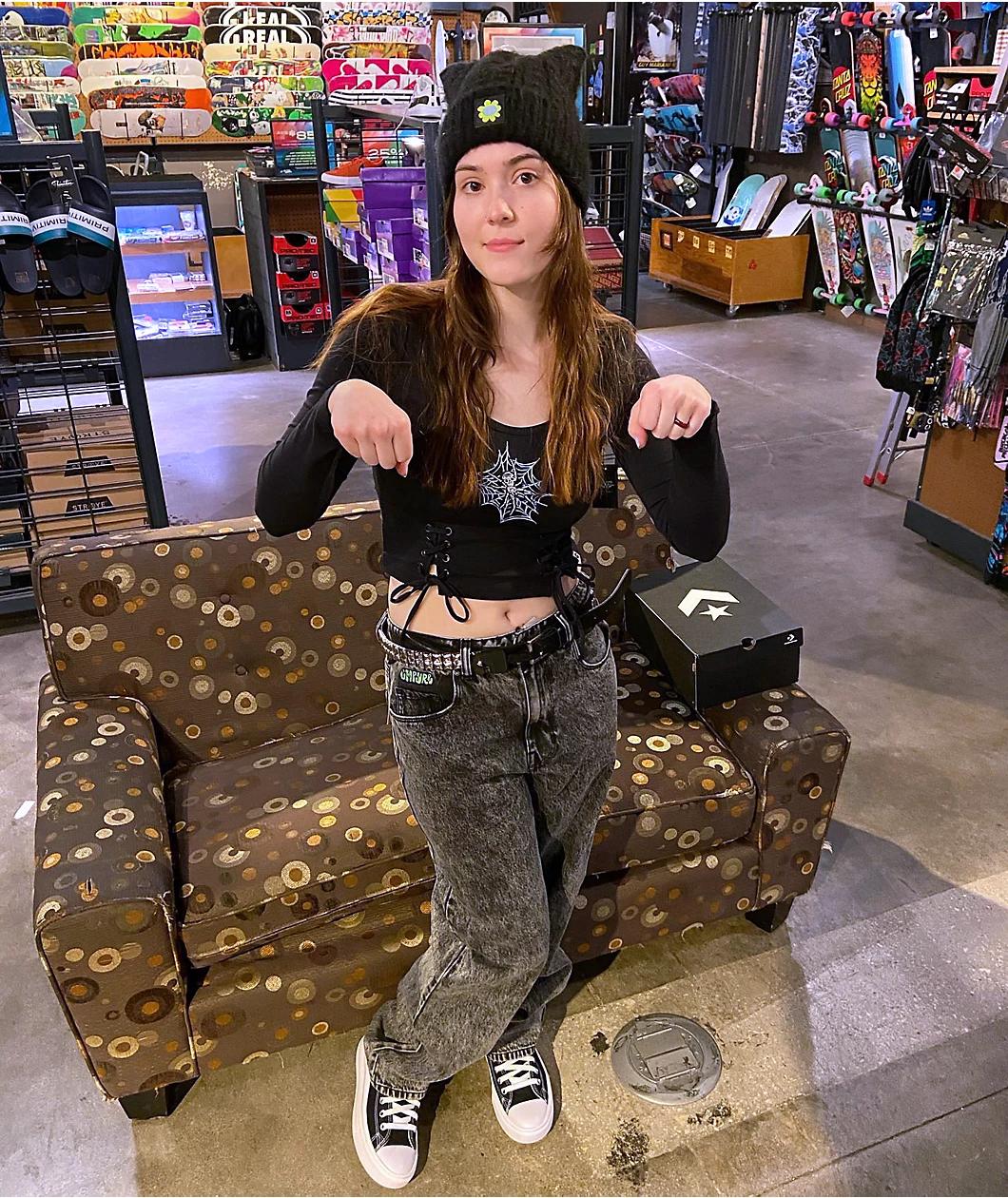 Empyre Tori Black Acid Wash Skate Jeans Product Image