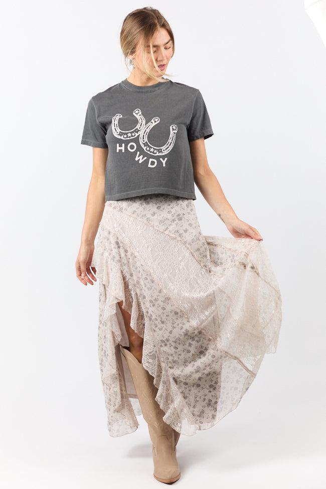Howdy Horseshoes Dark Grey Boxy Graphic Tee Product Image