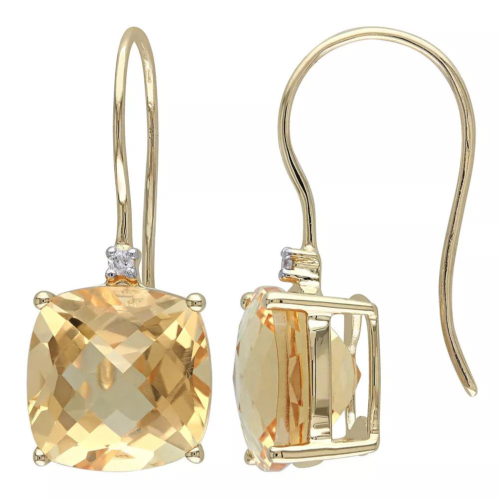 Stella Grace 10k Gold Citrine & Diamond Accent Hook Earrings, Women's Product Image