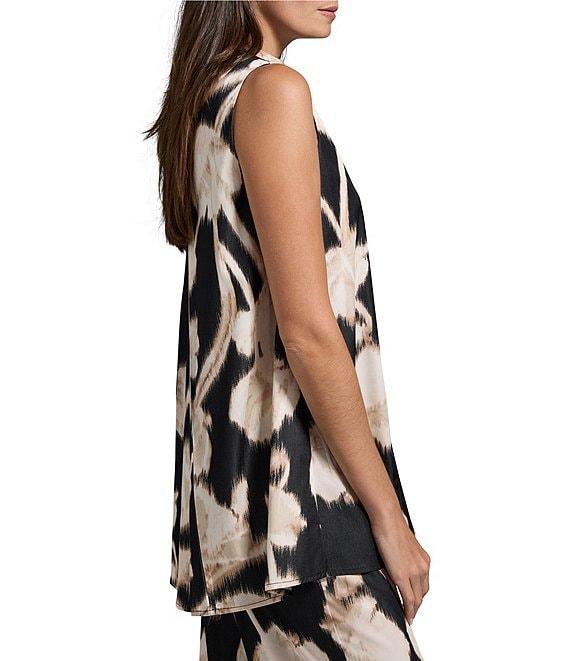 NIC + ZOE Midnight Florals Stand Collar Sleeveless Tunic Top Product Image