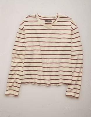 AE77 Premium Long-Sleeve Boxy Striped T-Shirt Product Image
