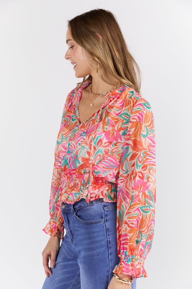 Take Me To The Tropics Multi Print Blouse With Cami Lining FINAL SALE Product Image