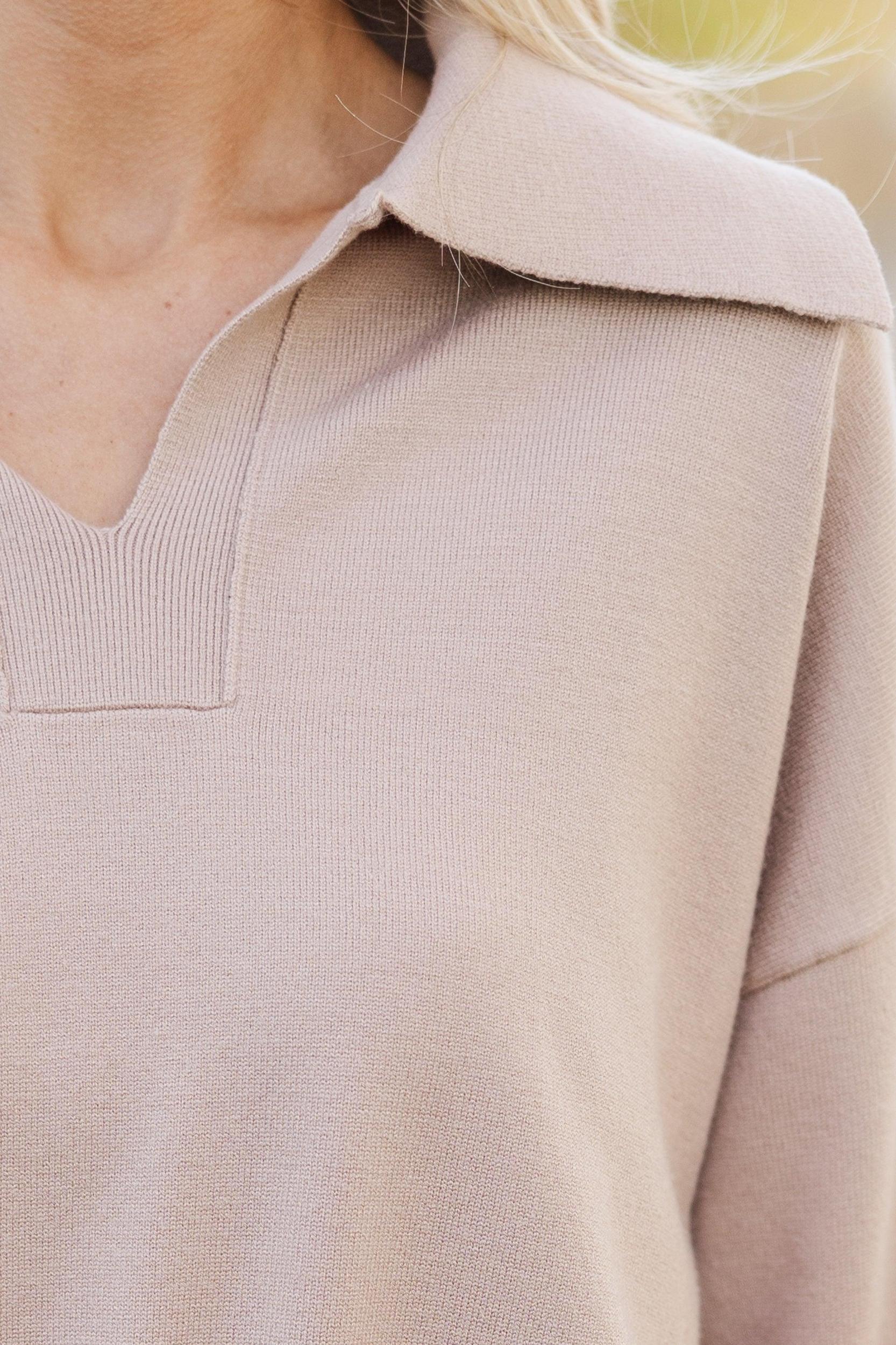 It's All For You Natural Collared Sweater Female Product Image