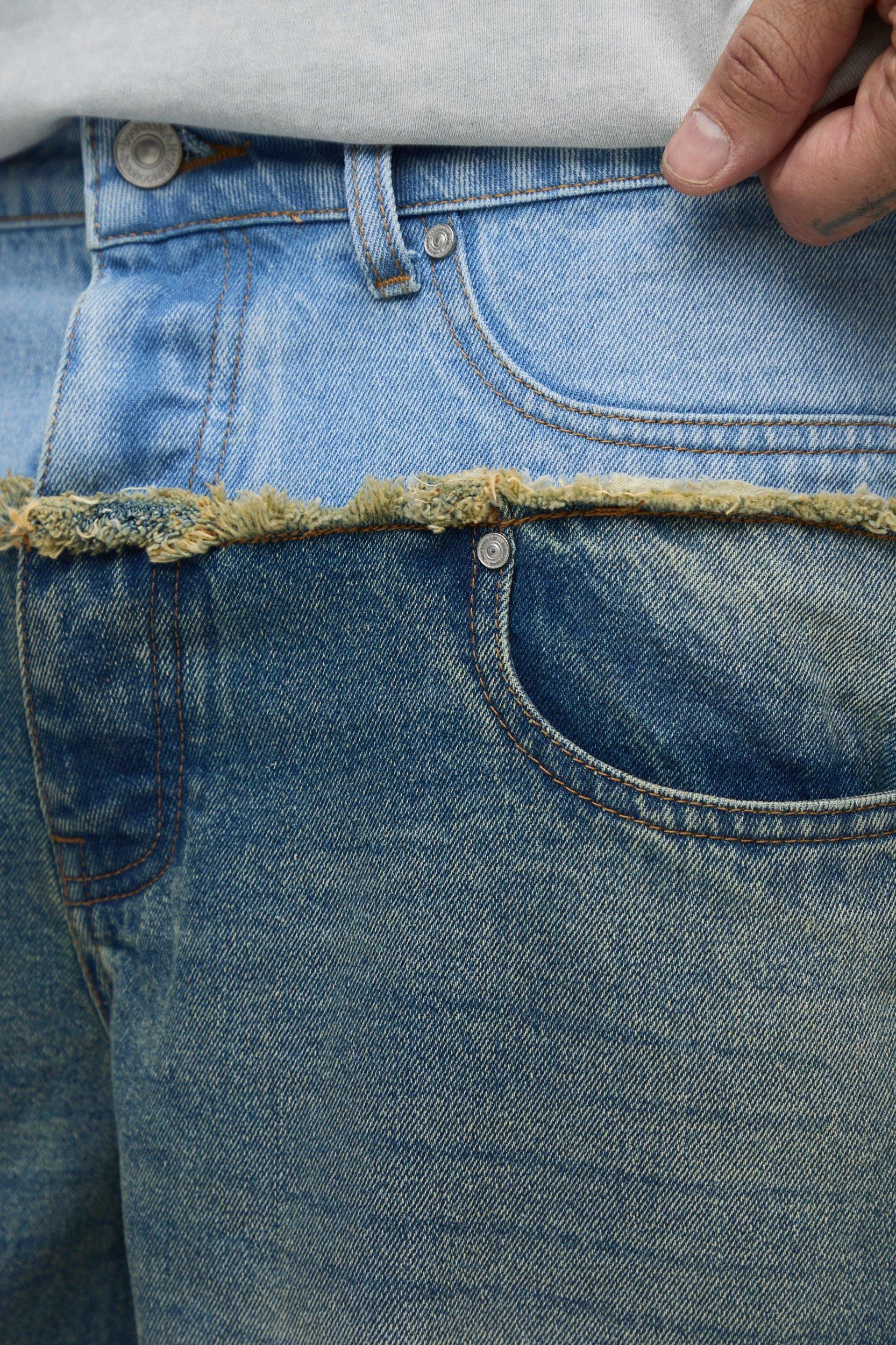 Tall Contrast Wash Relaxed Fit Jeans | boohooMAN USA Product Image