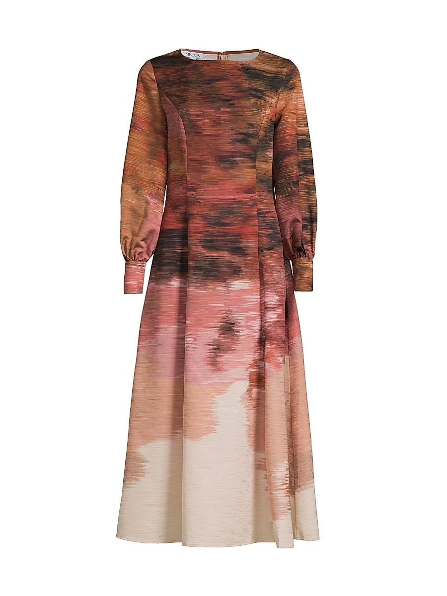 Womens Abstract Print Modern-Fit A-Line Maxi Dress Product Image