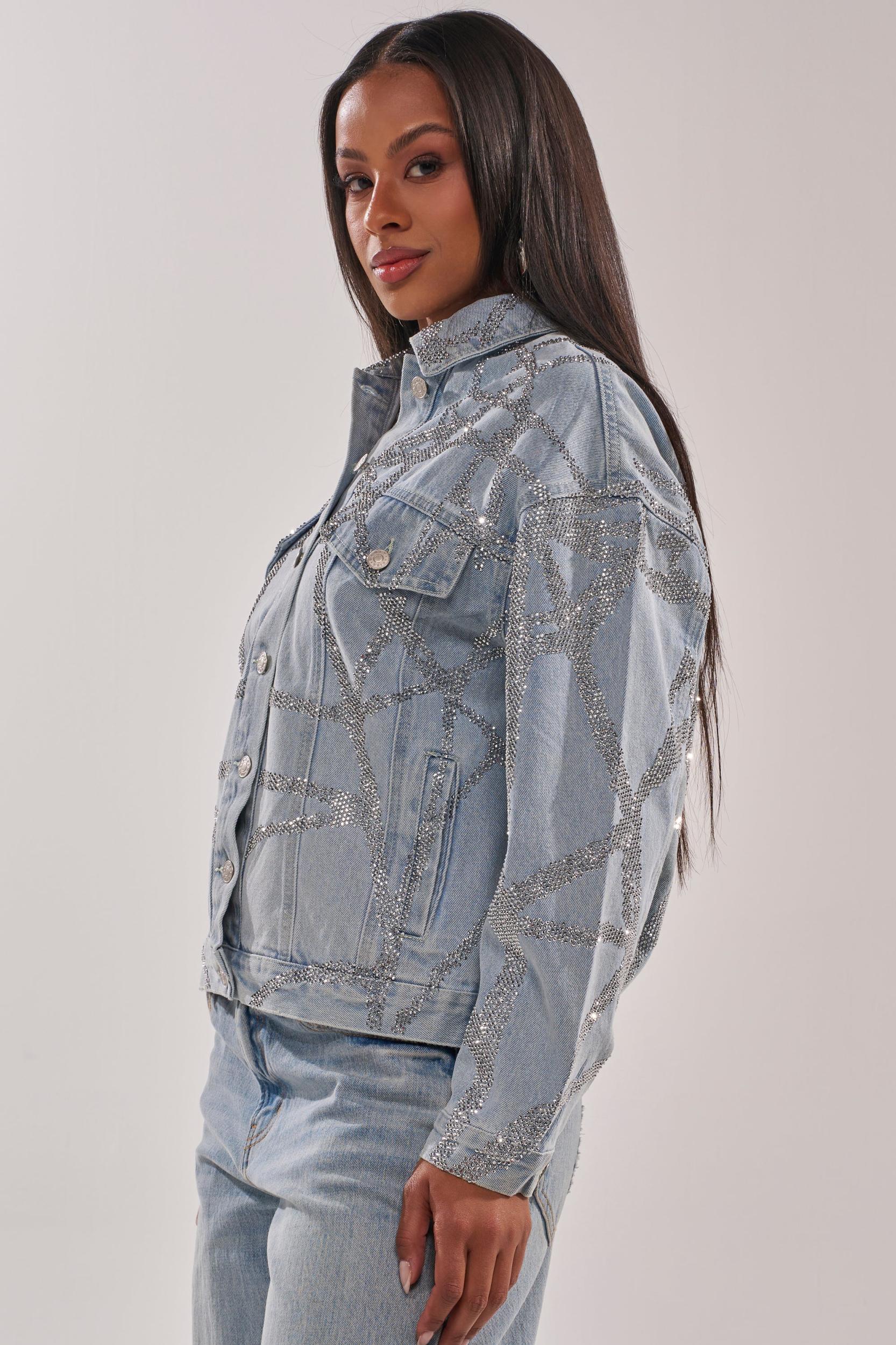 TWILIGHT ZONE RHINESTONE DENIM JACKET Product Image