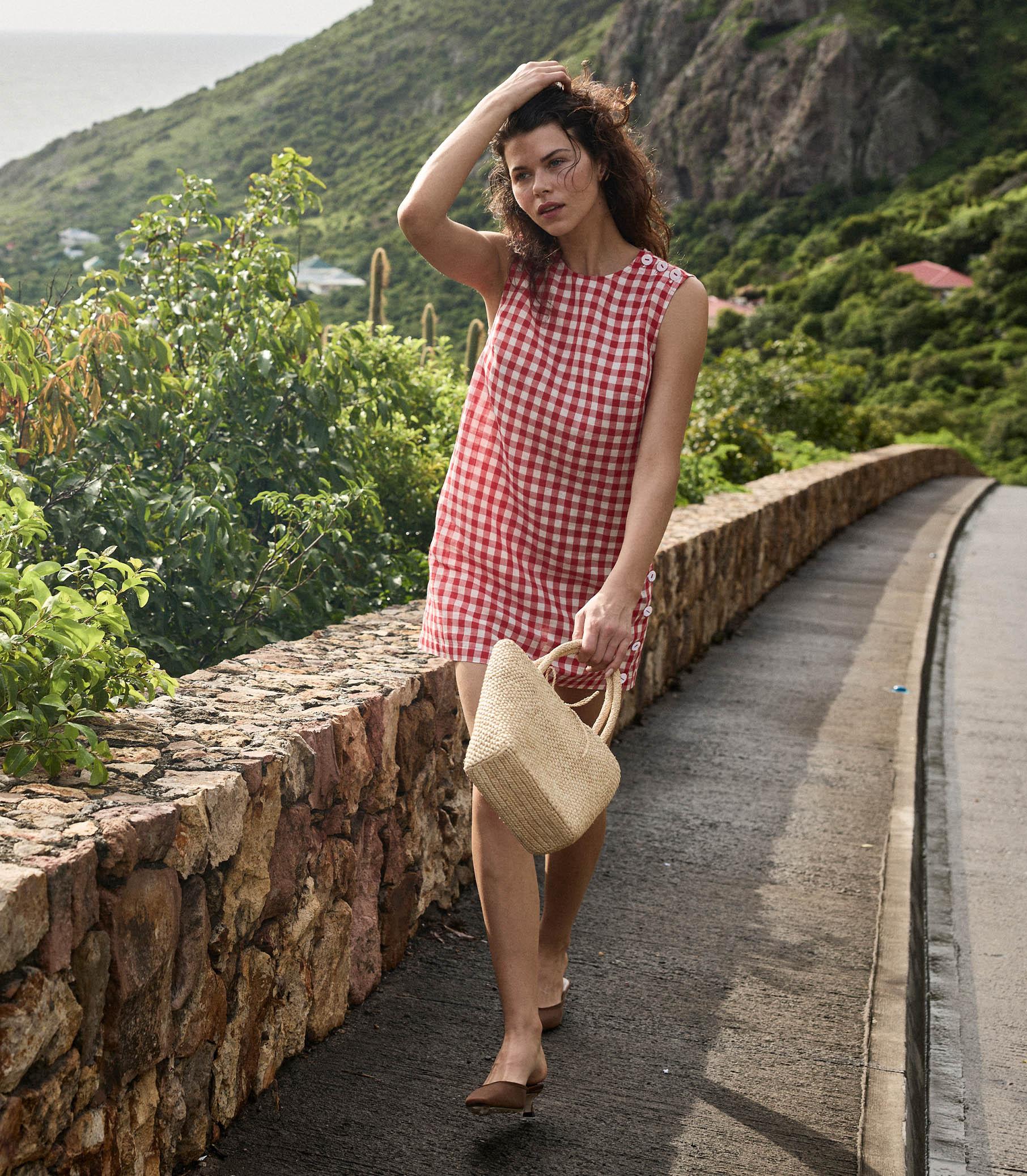 CORALIE DRESS -- SCARLET MARILYN GINGHAM Product Image