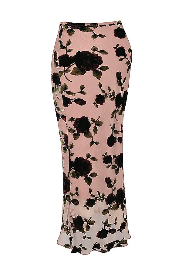 Imaan  dusty pink devore maxi skirt Product Image