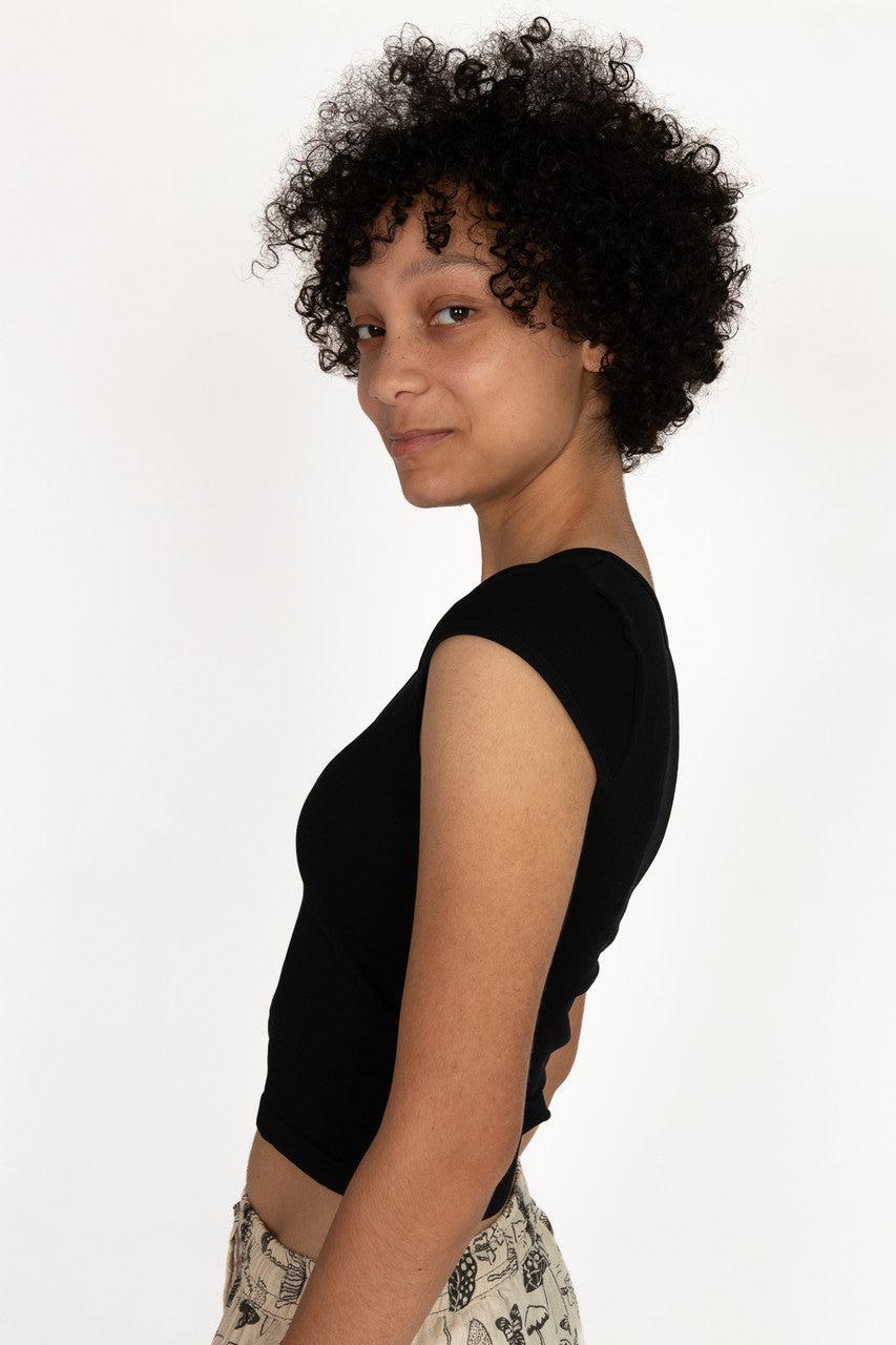 Seamless Cap Sleeve V Neck Tee Product Image