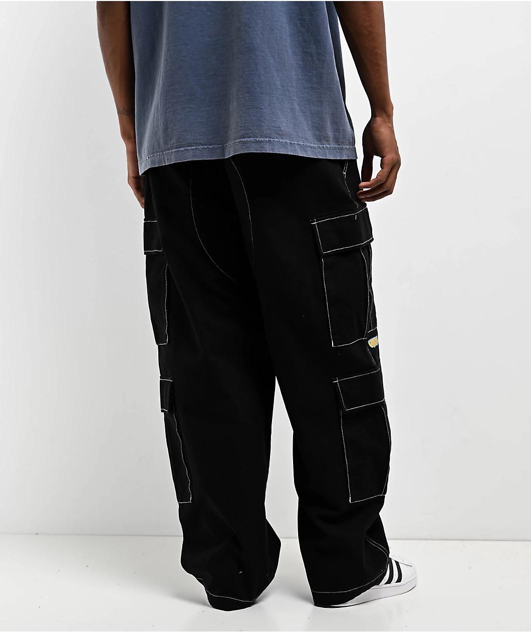 Empyre Easy Now Black Double Cargo Canvas Ultra Loose Skate Pants Product Image