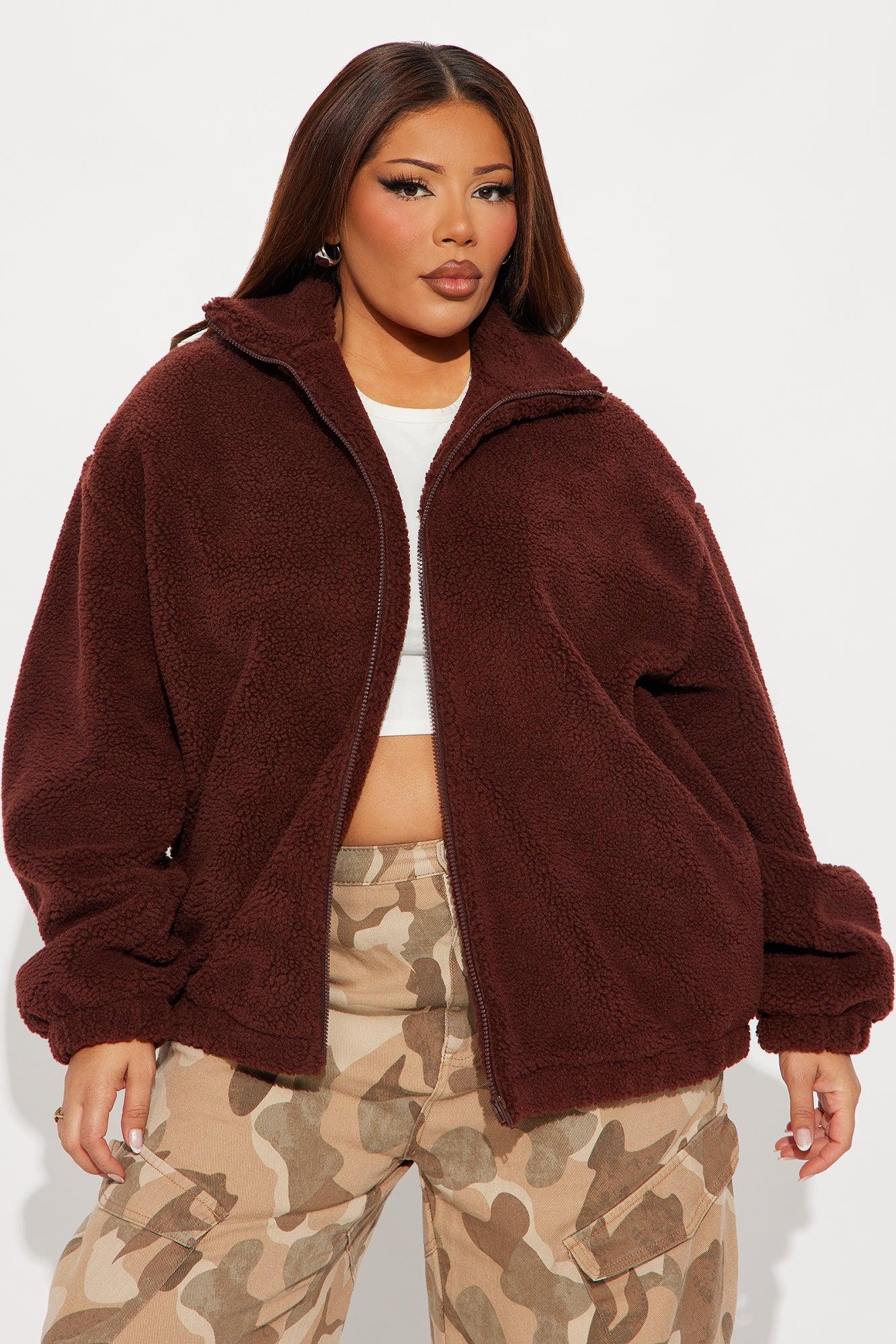 Cozy In New York Sherpa Jacket - Brown/combo Female Product Image