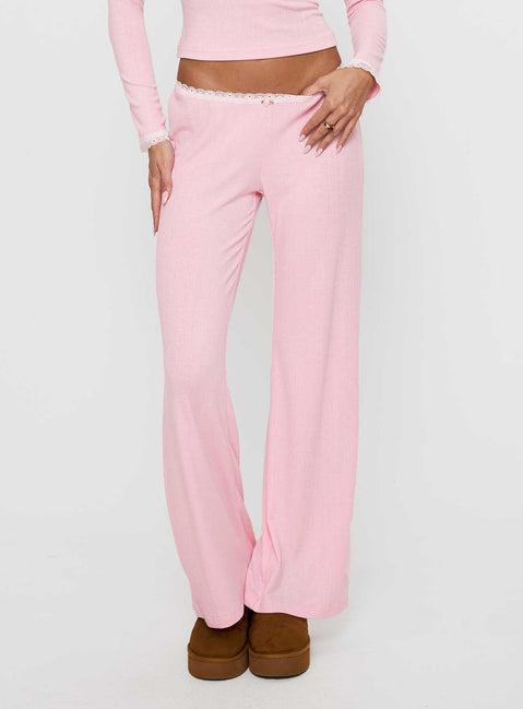 Whimsie Pointelle Sleep Pants Pink Product Image