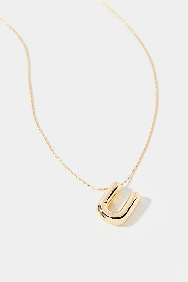 14k Gold Plated Bubble Initial Charm Necklace, Womens at Urban Outfitters Product Image