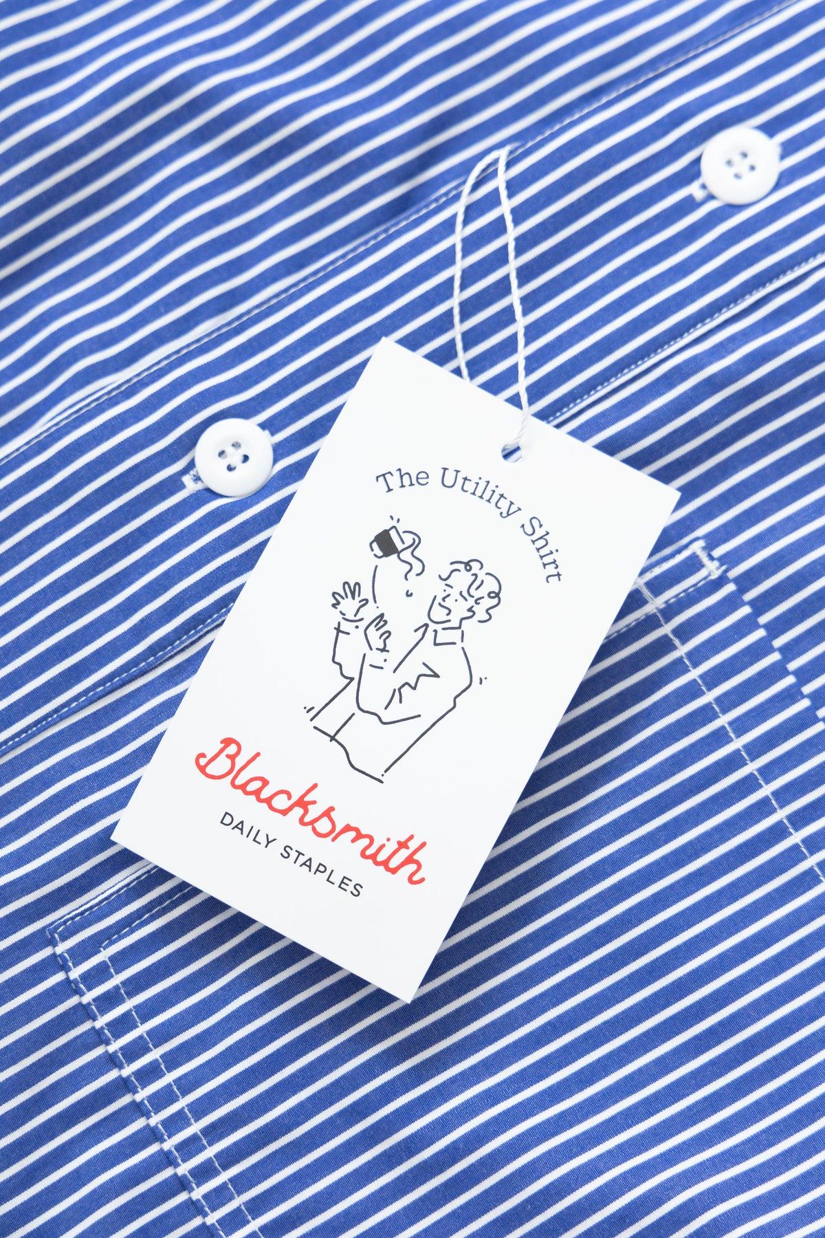 Blacksmith - 'Boxford' Utility Shirt - Thick Blue Stripe Product Image