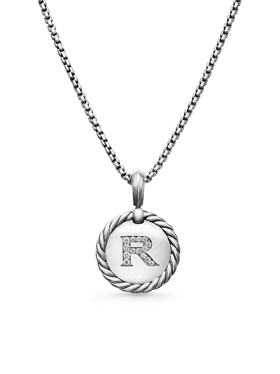 Womens Initial Charm Necklace in Sterling Silver Product Image