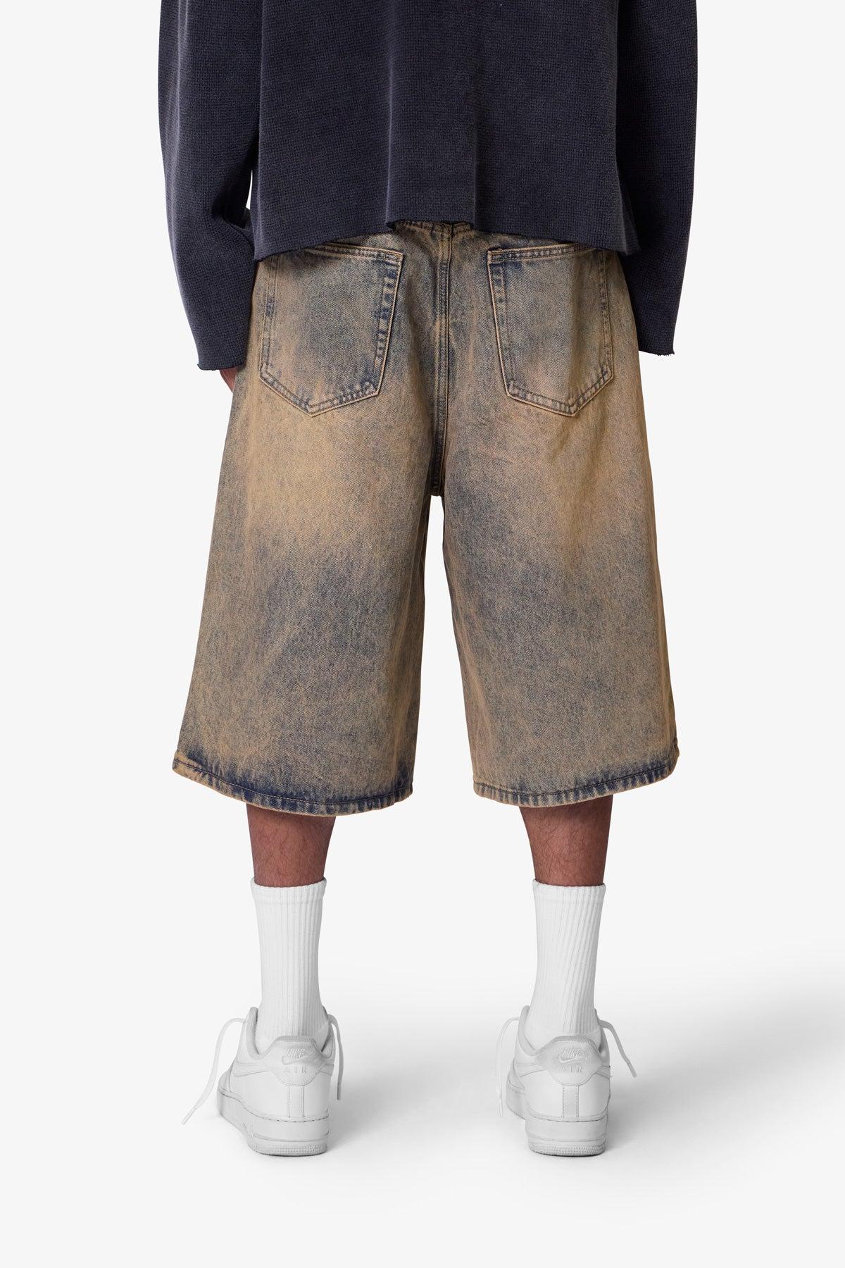 Baggy Dust Stone Denim Shorts - Vintage Blue Product Image