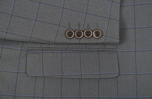 (40R) 2 Piece Suit 2 Buttons Windowpane Regular Fit In Gray Product Image