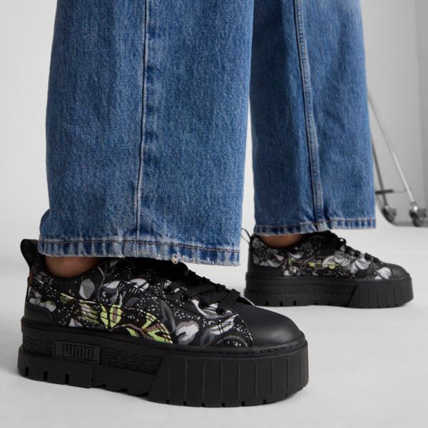 PUMA Mayze Dark Floral Women's Sneakers in Black/Silver/Smokey Grey Product Image