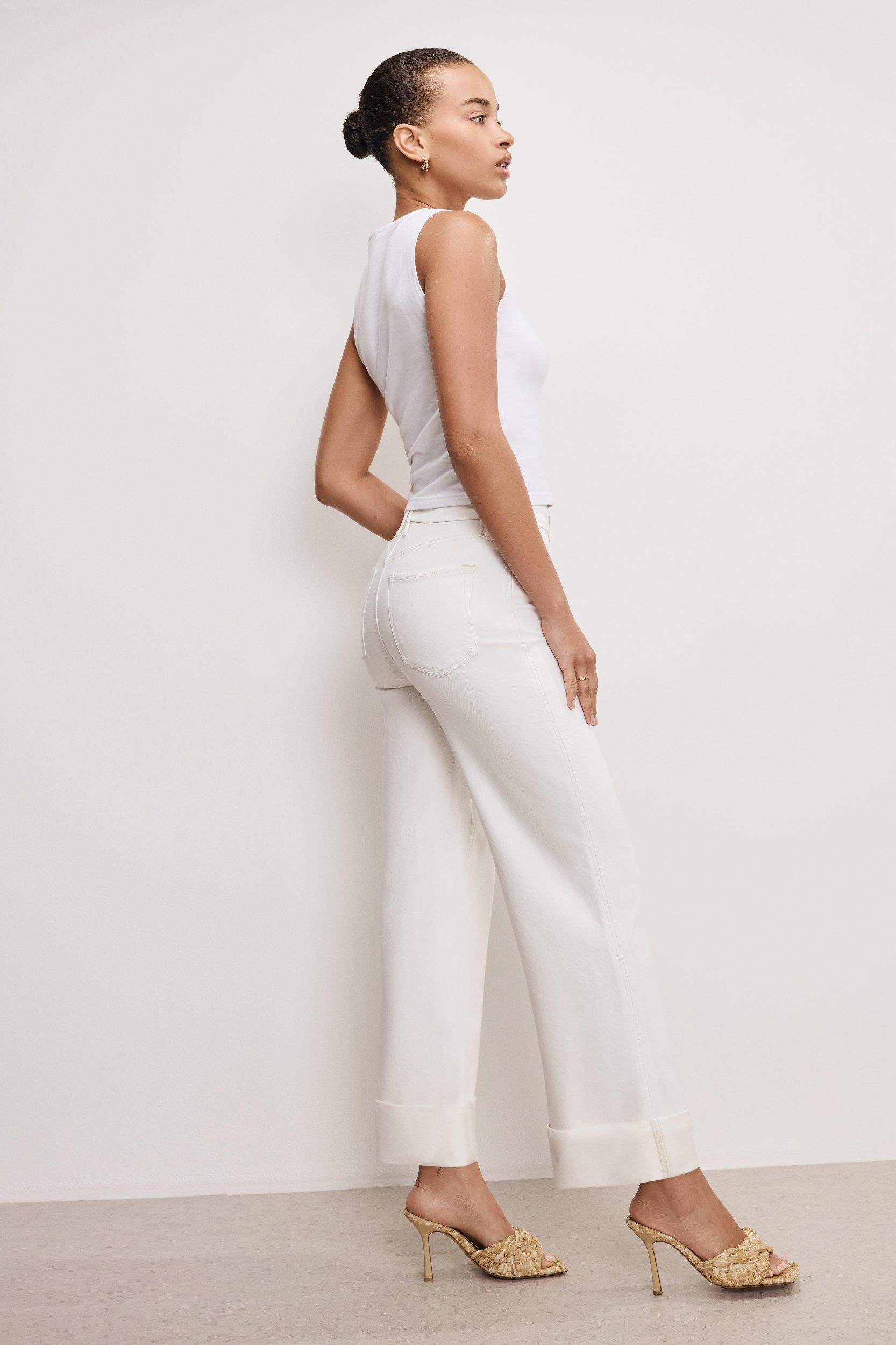 SOFT TECH GOOD SKATE WIDE CROPPED JEANS | CLOUD WHITE Product Image