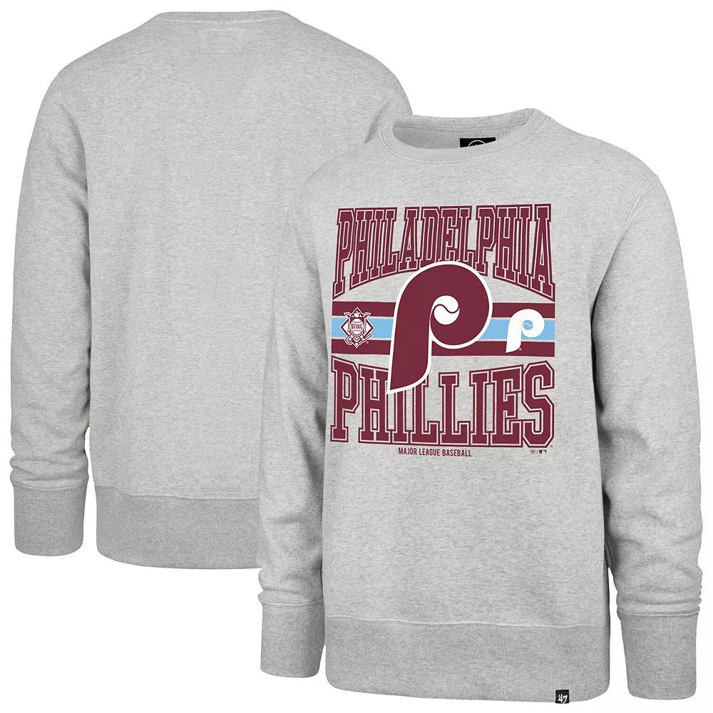 Men's '47  Gray Philadelphia Phillies Letters Headline Pullover Sweatshirt, Size: 2XL, Grey Product Image
