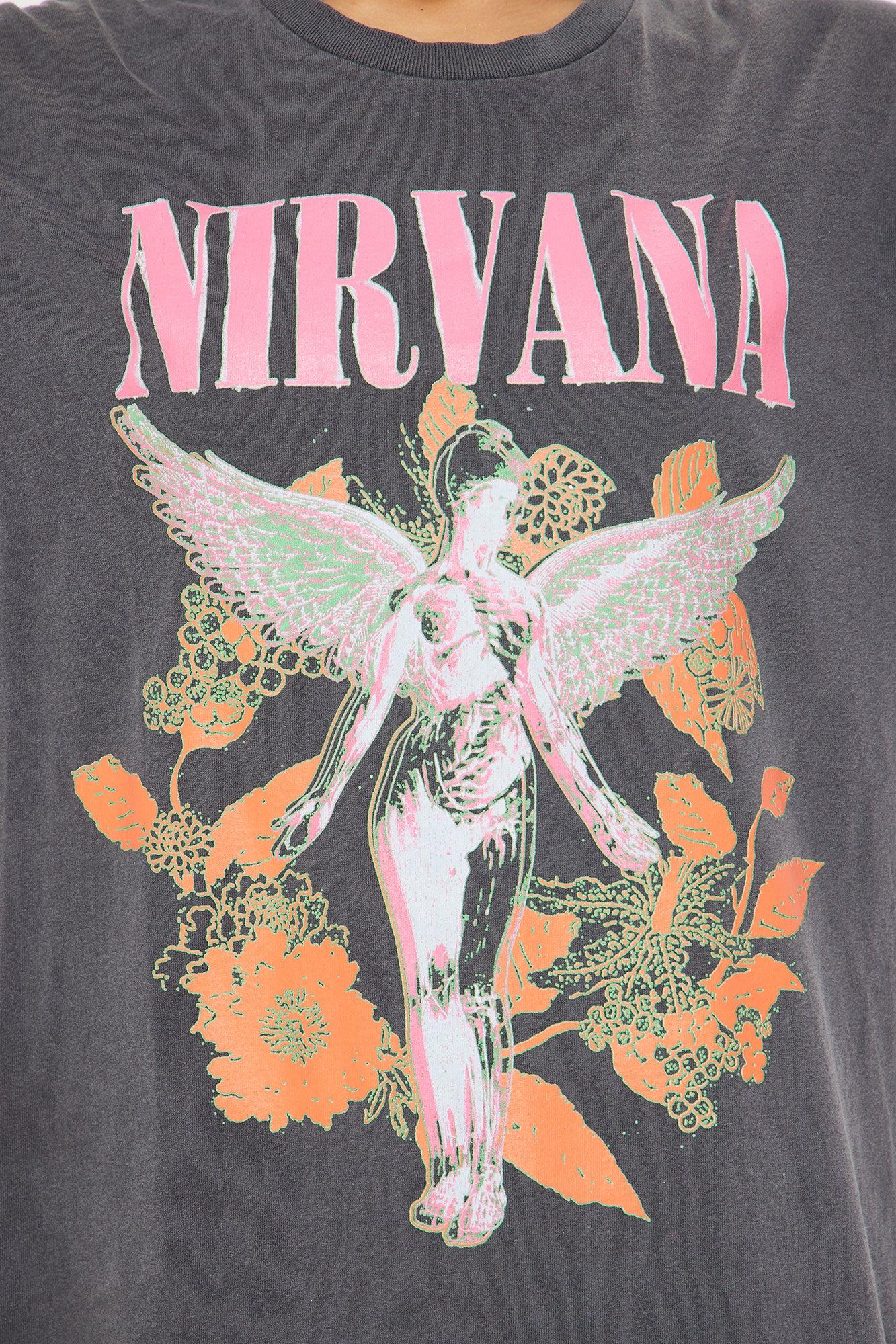 Nirvana Utero Flowers Washed Oversized Tee - Black Product Image